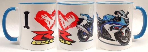 Hrnek GSX-R  - světle modré combo