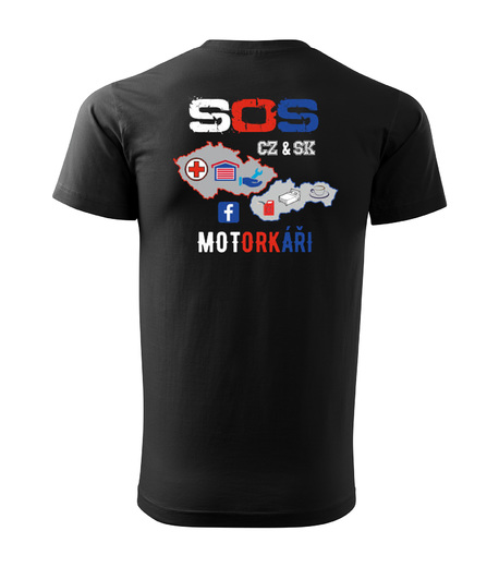 SOS motorkáři klubové triko Facebook  - černé 160g